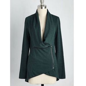 Modcloth Sweet Rain Airport Greeting Asymmetrical Zip Cardigan